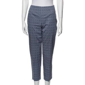 PIAZZA SEMPIONE Audrey Micro-Print Cotton Satin Slim-Leg Capri Pants M | US: 6-8